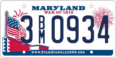 MD license plate 3BM0934