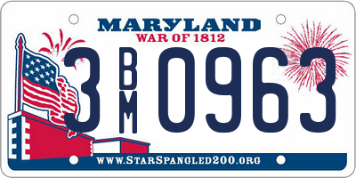 MD license plate 3BM0963