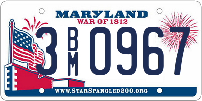 MD license plate 3BM0967