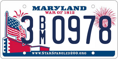 MD license plate 3BM0978