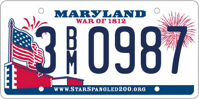 MD license plate 3BM0987