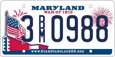 MD license plate 3BM0988