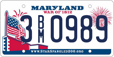 MD license plate 3BM0989