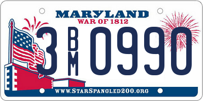 MD license plate 3BM0990