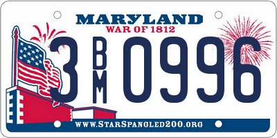 MD license plate 3BM0996