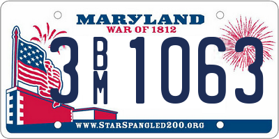 MD license plate 3BM1063