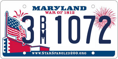 MD license plate 3BM1072
