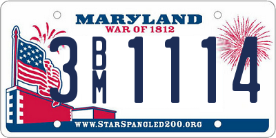 MD license plate 3BM1114