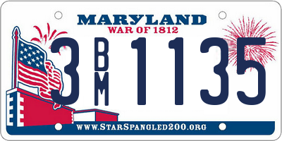 MD license plate 3BM1135