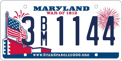 MD license plate 3BM1144