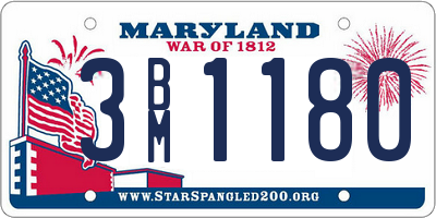 MD license plate 3BM1180