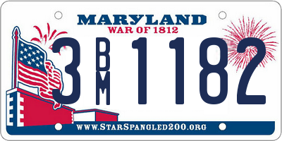 MD license plate 3BM1182