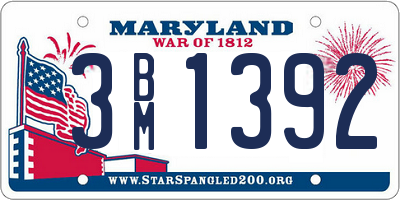 MD license plate 3BM1392