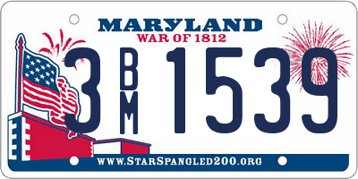 MD license plate 3BM1539