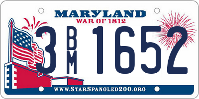 MD license plate 3BM1652