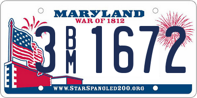 MD license plate 3BM1672