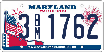 MD license plate 3BM1762