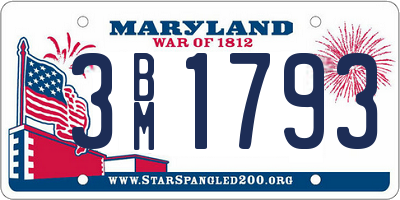 MD license plate 3BM1793