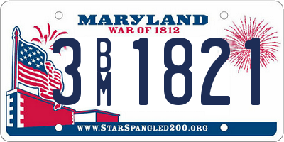 MD license plate 3BM1821