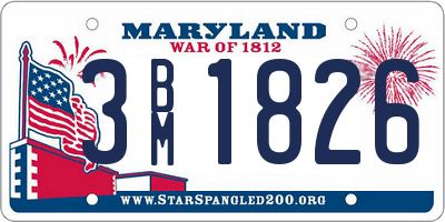 MD license plate 3BM1826