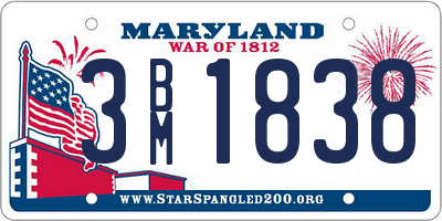 MD license plate 3BM1838