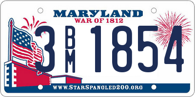 MD license plate 3BM1854