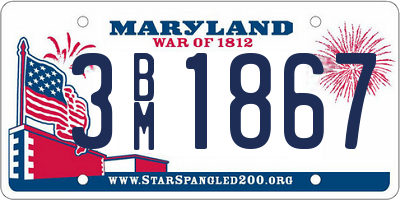 MD license plate 3BM1867