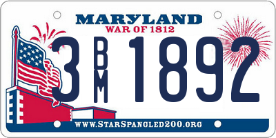 MD license plate 3BM1892