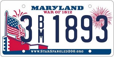 MD license plate 3BM1893