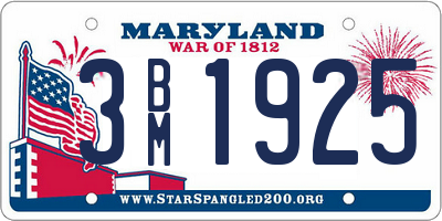 MD license plate 3BM1925