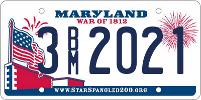 MD license plate 3BM2021
