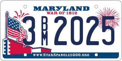 MD license plate 3BM2025
