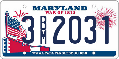 MD license plate 3BM2031