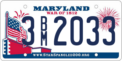 MD license plate 3BM2033