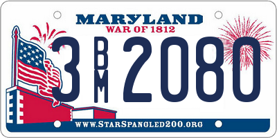MD license plate 3BM2080
