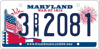MD license plate 3BM2081