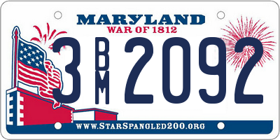 MD license plate 3BM2092