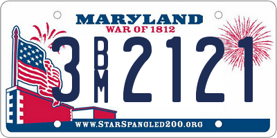 MD license plate 3BM2121