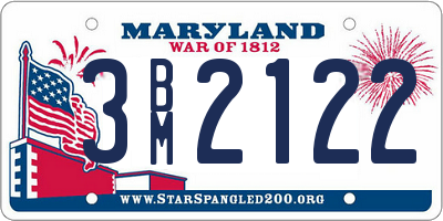 MD license plate 3BM2122