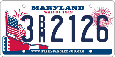 MD license plate 3BM2126