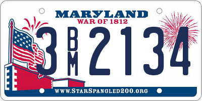 MD license plate 3BM2134