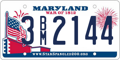 MD license plate 3BM2144