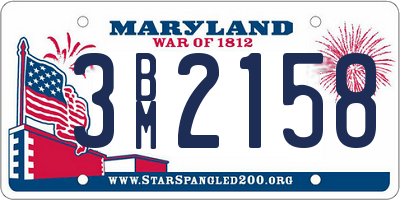 MD license plate 3BM2158