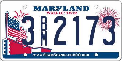 MD license plate 3BM2173