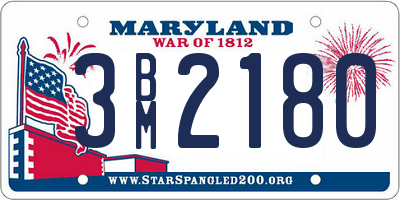 MD license plate 3BM2180