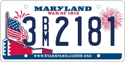 MD license plate 3BM2181