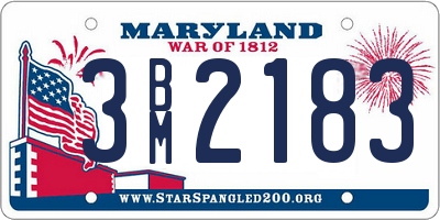 MD license plate 3BM2183