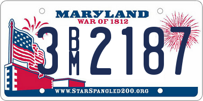 MD license plate 3BM2187