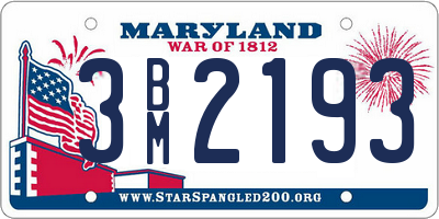MD license plate 3BM2193