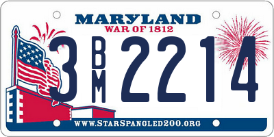 MD license plate 3BM2214